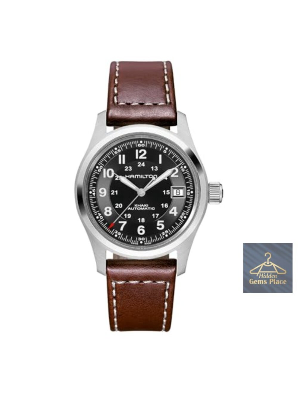 Men's Hamilton Khaki Field Automatic Watch 38mm Stainless Steel Case Leather